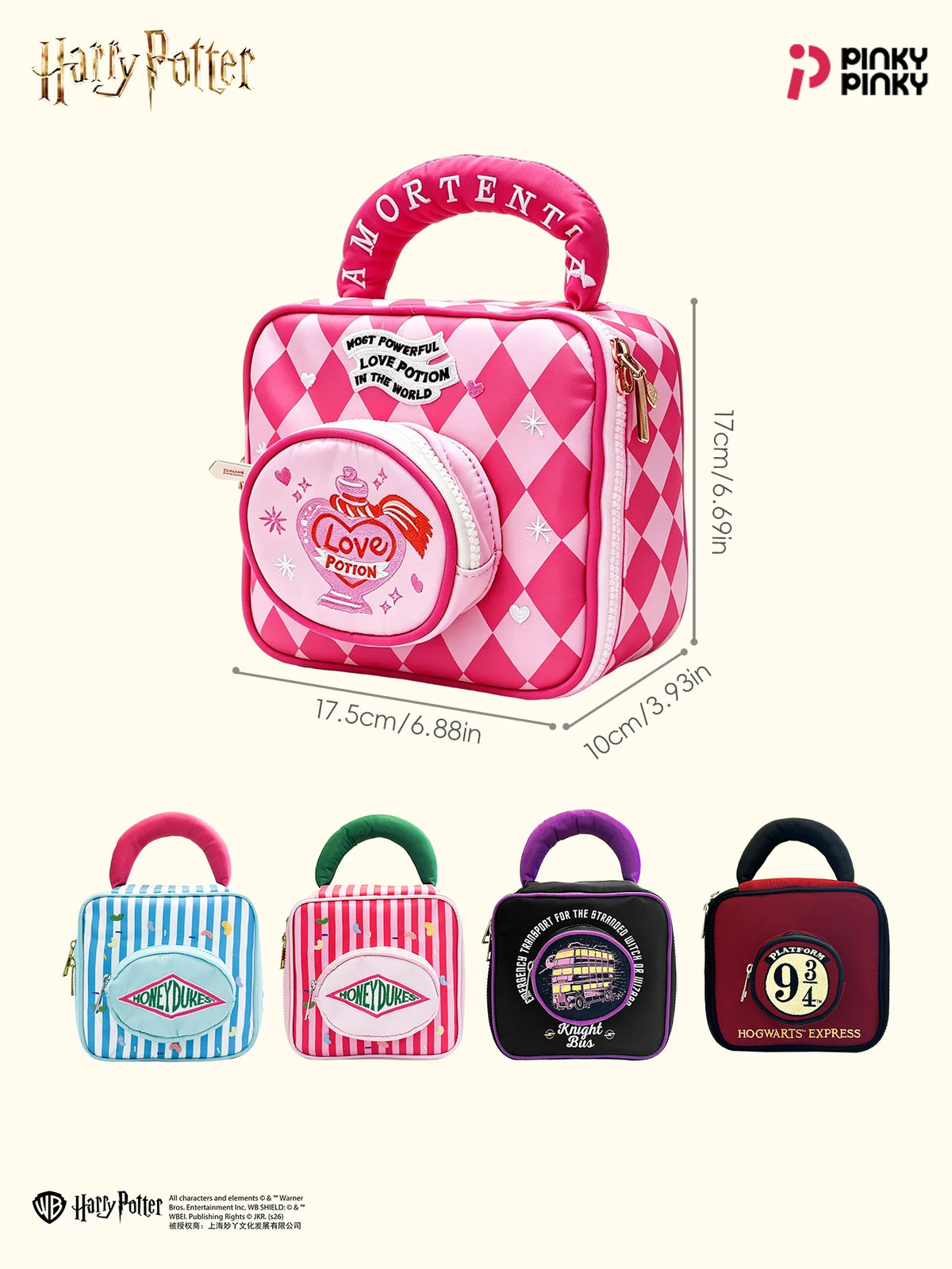 Pinky Harry Potter Cosmetic Bag Toiletry Bag Lunch Bag Multifunctional Handbag for Commuting Outing Gifting for Students Women