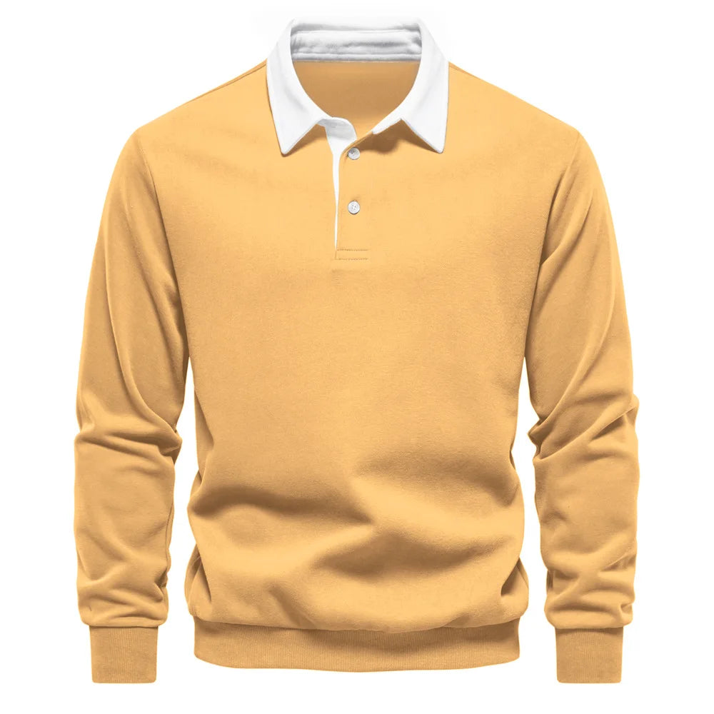 Men's Relaxed Polo Collar Sweater – Autumn Long Sleeve
