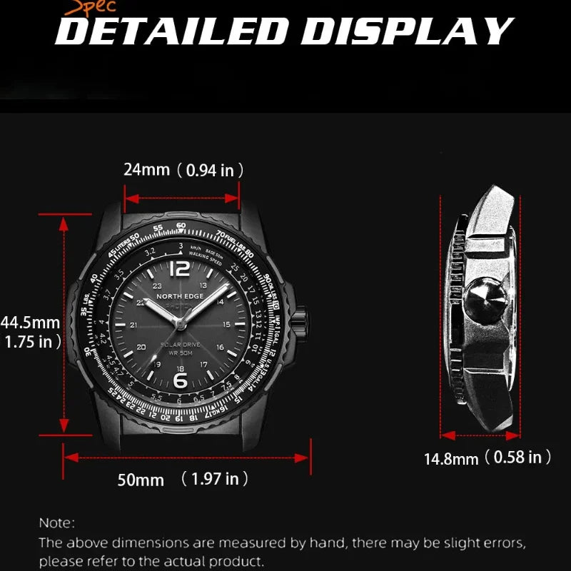 NORTH EDGE Gift Box Watch for Man Solar-powered PHOTON Fashion Quartz Watch Waterproof 50M Sport Silicone Strap Men Watch Reloj