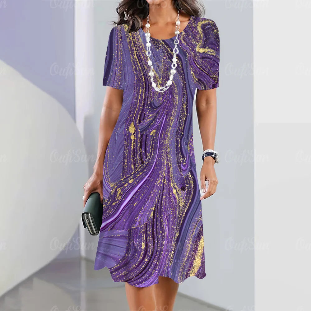 Elegant Graphic Print Midi Dress