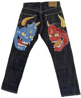 Harajuku Dragon & Snake Embroidered Wide-Leg Jeans