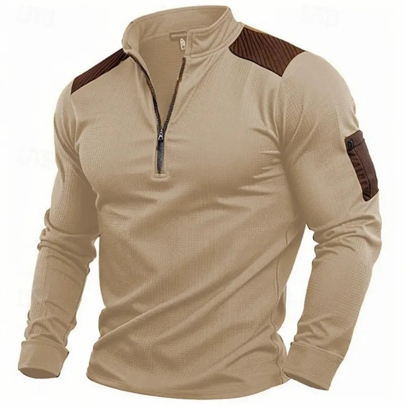 Men’s Stand-Collar Cotton-Blend Pullover