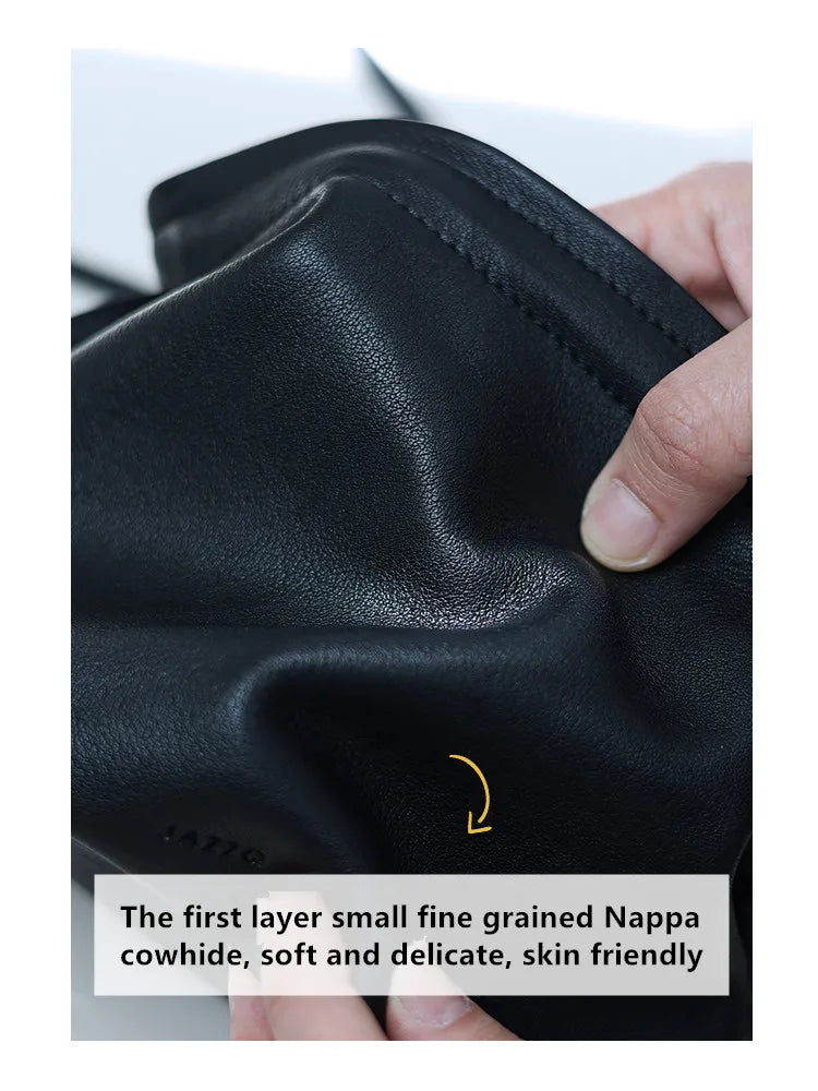 Women's Real Leather Crossbody Bags Luxury Designer Soft Black Shoulder Bag Cowhide Small Size Versatile Fashion Purses