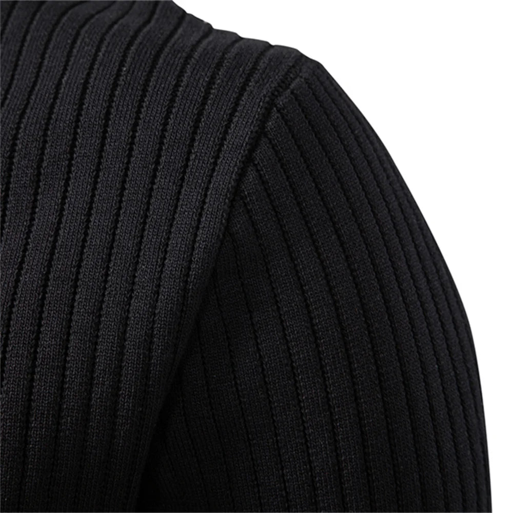 AIOPESON Ribbed Stripe Polo Shirt – Men's Long Sleeve