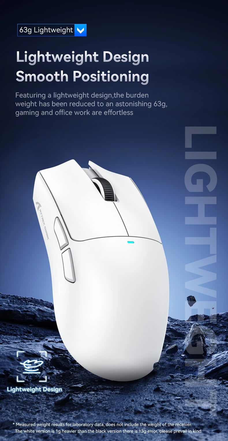 ATTACK SHARK X11 Intelligent Low Power Mouse Wireless 1000Hz PAW3311 Sensor 22000DPI and HUANO 20M Switches for Gaming Mouse