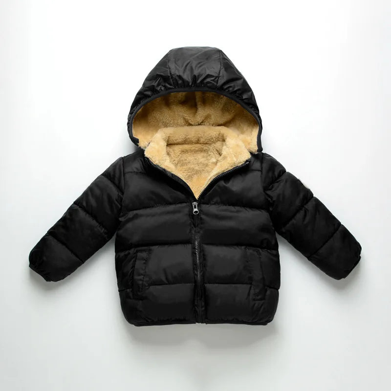 Kids’ Plush Cartoon Hooded Jacket