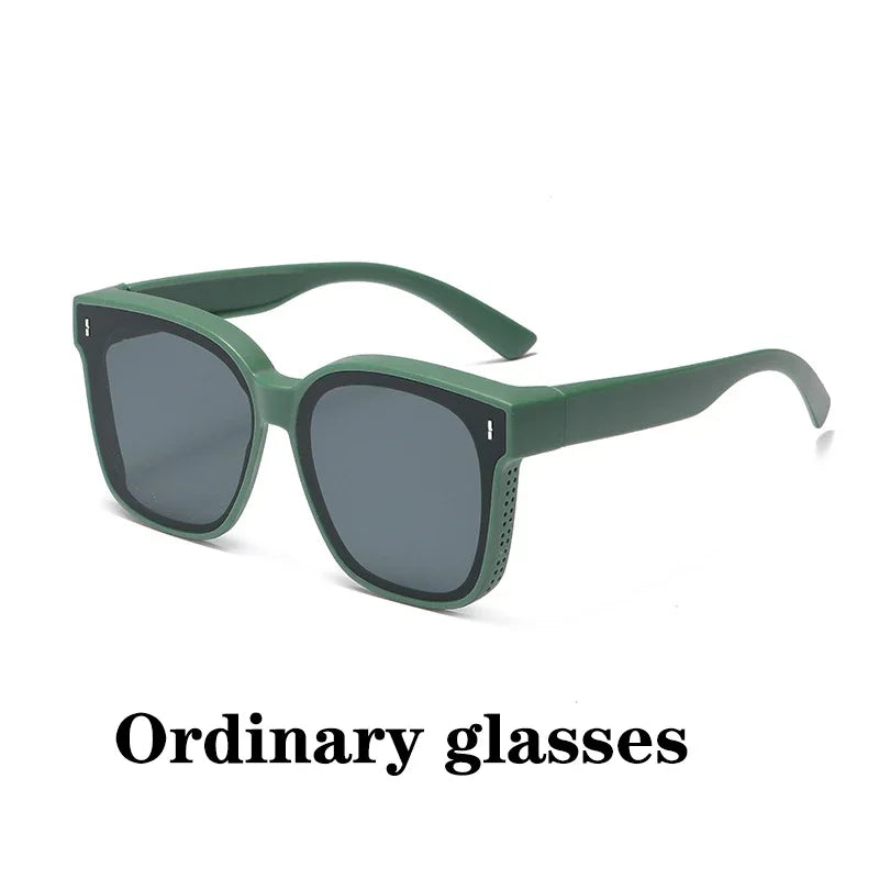 Polarized Clip-On Sunglasses for Glasses Wearers, Fashion Square Over Glasses Myopia Sunglasses, UV400 Protection for Driving, Fishing & Outdoor Use