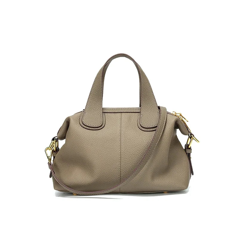Women's Natural Cow Leather Bag Female Retro Cowhide Crossbody Bags Ladies Large Capacity Shoulder Bag for Middle aged Women