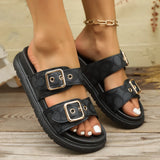 Fashion Thick-soled Metal Buckle Designer Slippers Women's Home Soft-soled EVA Sandals Women's Summer Non-slip Beach Flip-flops