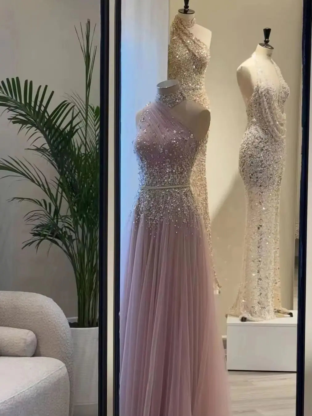 Customized Chiffon Beads Pink Elegant Evening Dresses Stylish Summer Dresses Woman on offer High Quality A-Line bridgerton