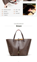 Classic Style Women's Large-capacity Handbag Letters Print Design Small Metal Accessories Exquisite Workmanship