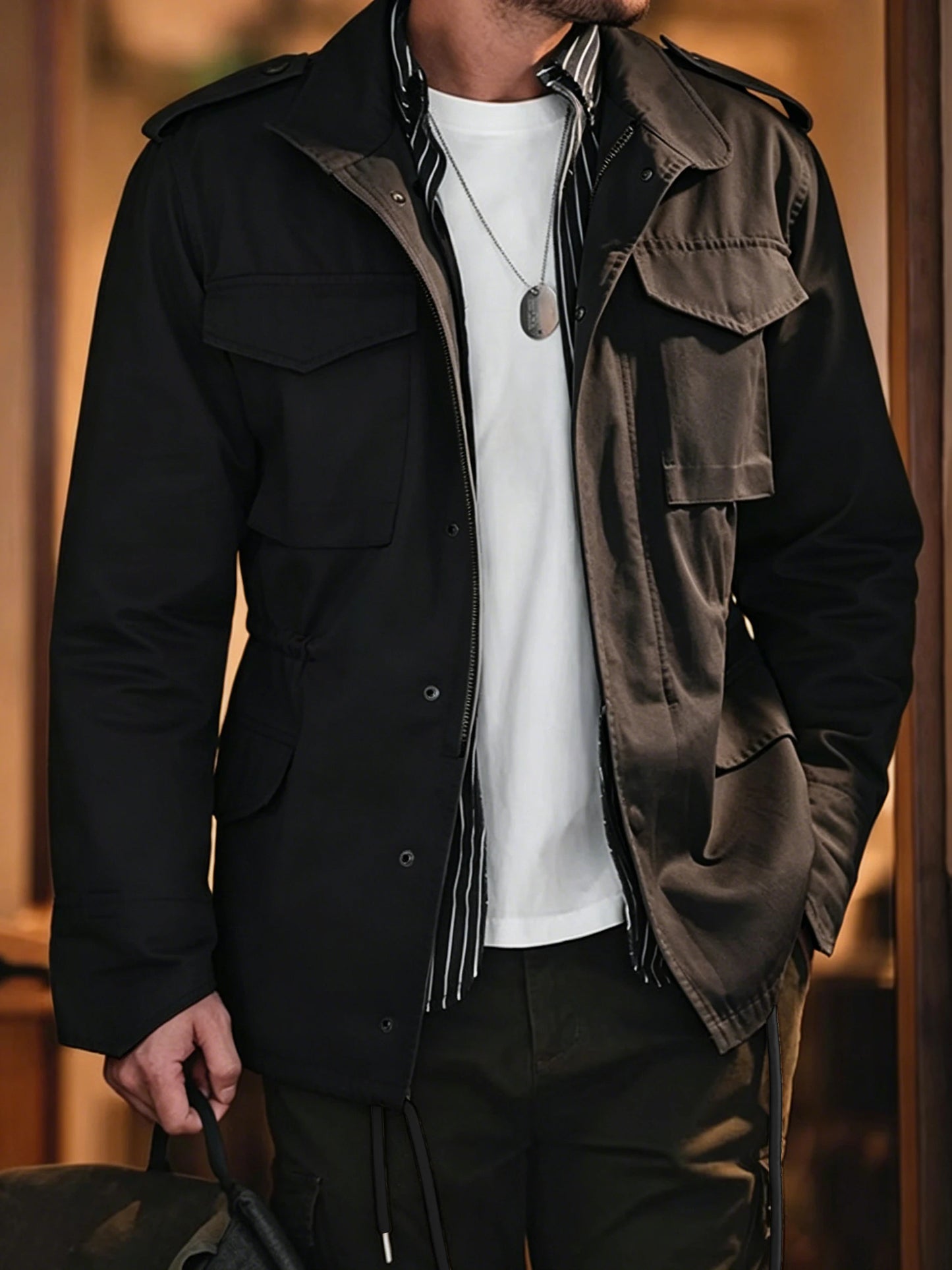 Men's Vintage Military Field Jacket – Cotton Zip Coat