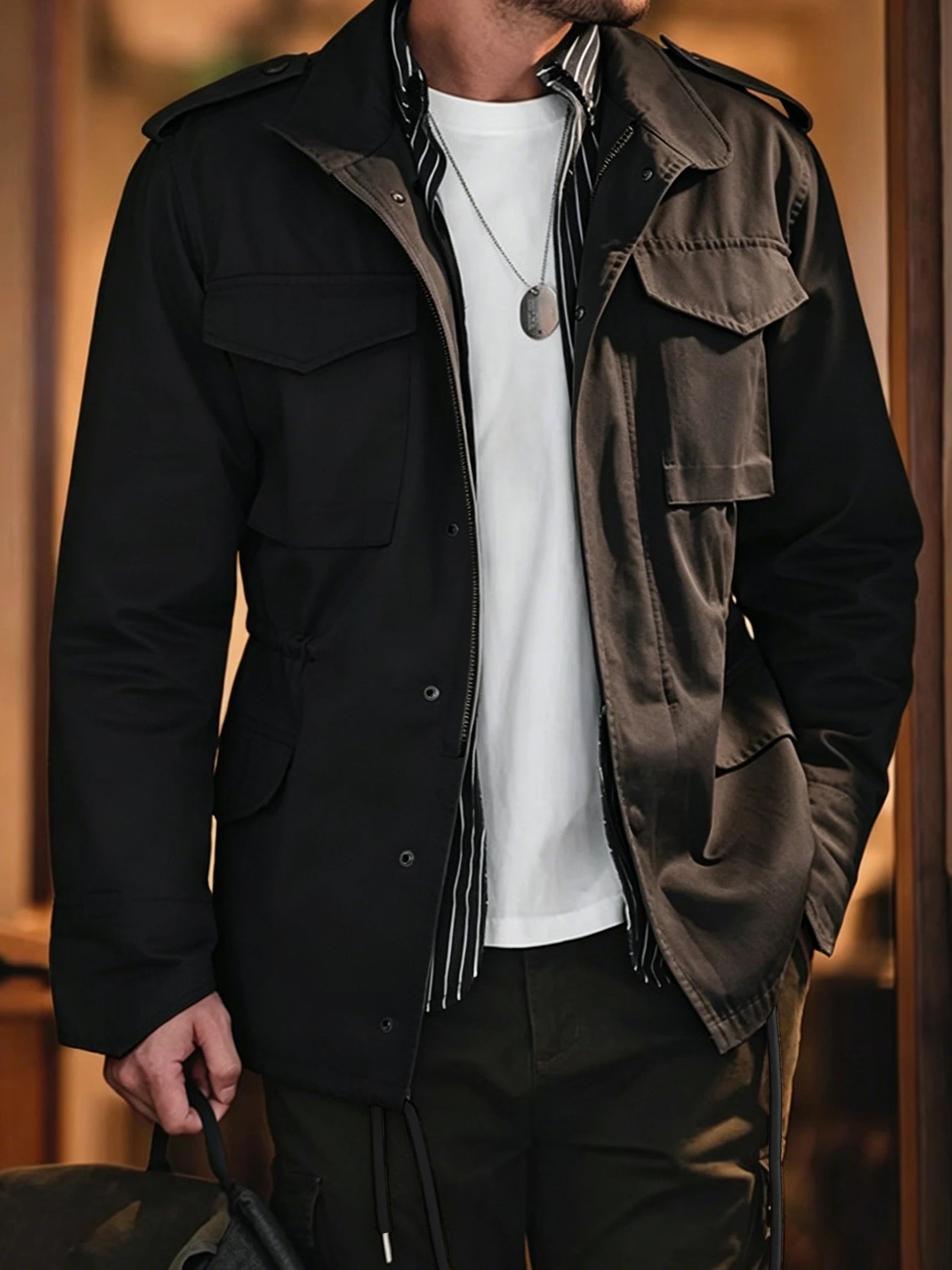 Men's Vintage Military Field Jacket – Cotton Zip Coat