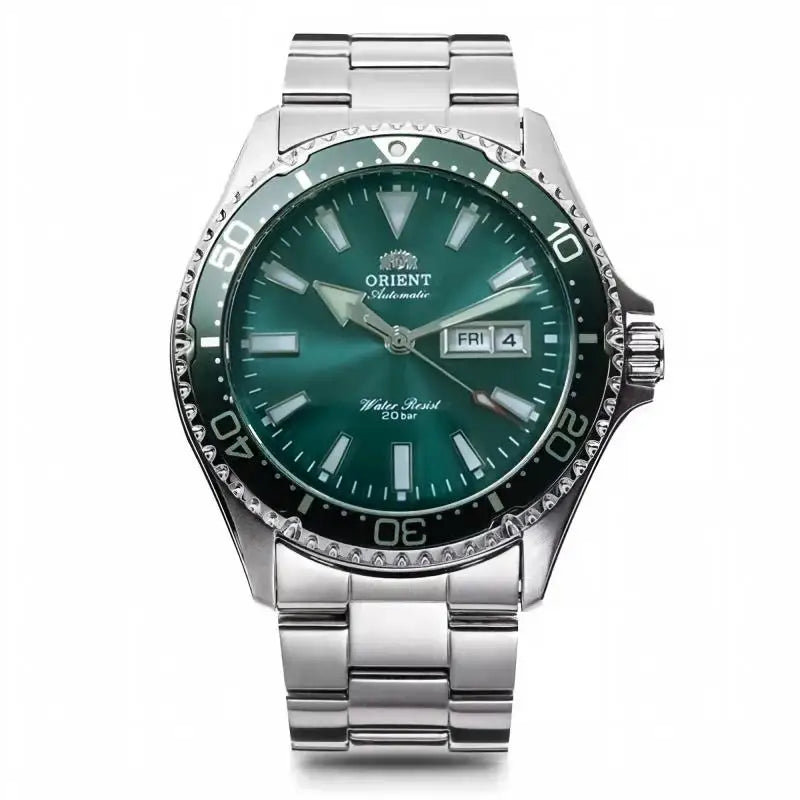 Orient Men Automatic Mechanical Diving Watch 20Bar Water Resistant Week Date Calendar Luminous Stainless Steel Sports Wristwatch