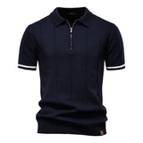 AIOPESON Men's Slim Fit Zipper Polo Shirt | Sport & Office