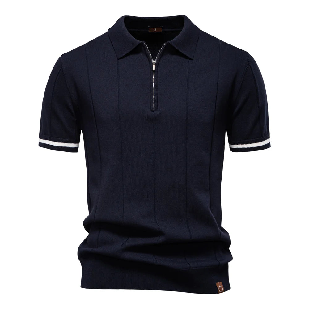 AIOPESON Men's Slim Fit Zipper Polo Shirt | Sport & Office