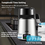 SucceBuy 4L Water Distiller Purifier Filter 1 L/H Distilling Speed Dispenser Drinking Bottle Softener Touch Screen Home Use
