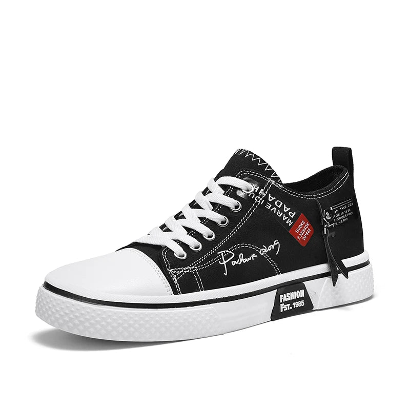 Men's Plus Size Canvas Sneakers — Breathable Lace-Up Casual Flat Shoes