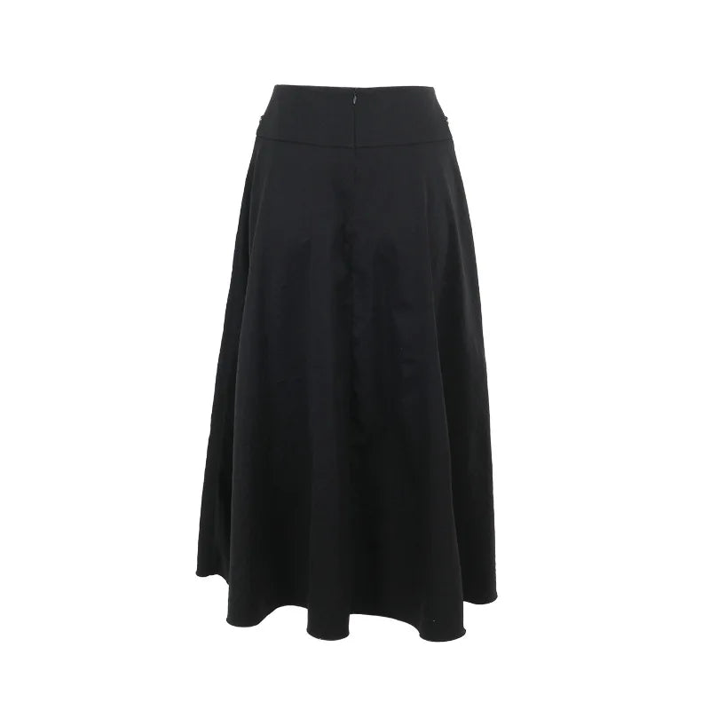 Gothic High-Waist A-Line Midi Skirt | Harajuku Grunge Y2K