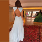 Backless Women Dress Cross Waist Long Dress Sleeveless Backless dresses A Line Ruched Evening Gown  Elegant Party Gown 2026 New