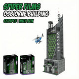 6375PCS Spider Oscorp Hero Tower With Light Building Blocks Movie City Classic Architecture Modular Assembly Model Kit DIY Toy G