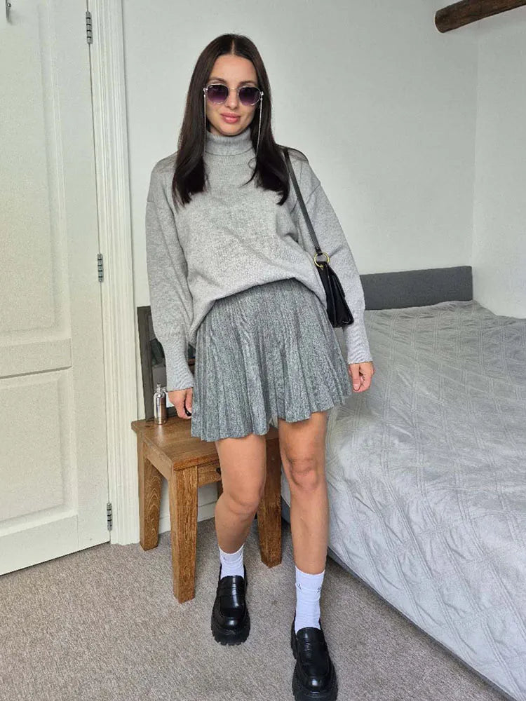 Elegant Knit Pleated Mini Skirt for Women