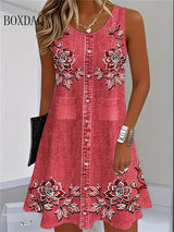 Women's Floral Sleeveless A-Line Mini Dress