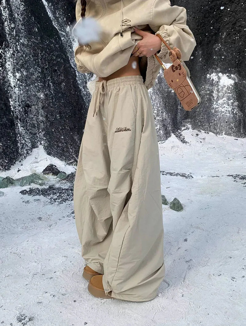 Women's Fleece Wide-Leg High-Waist Pants