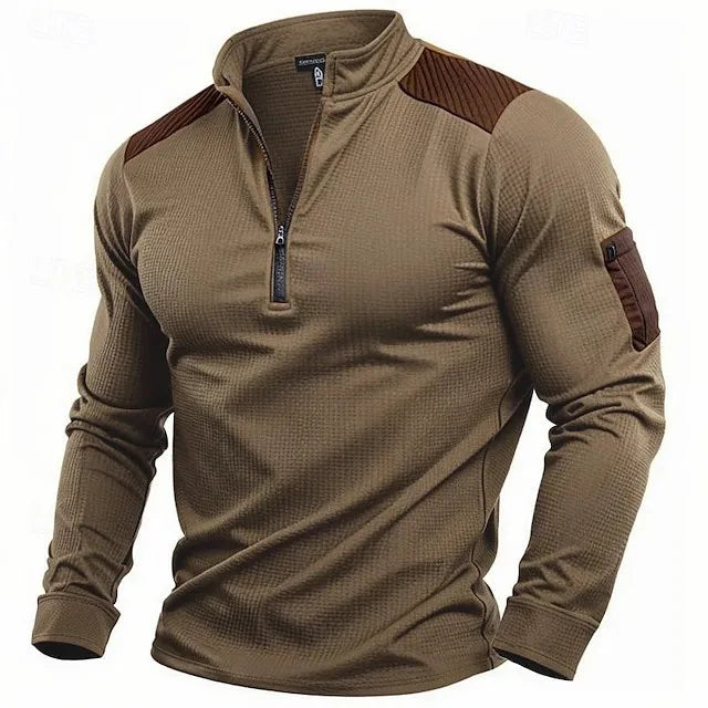 Men’s Stand-Collar Cotton-Blend Pullover