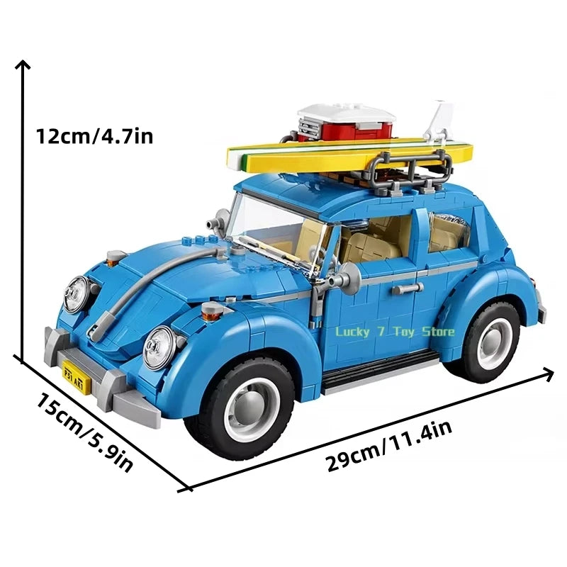 1167pcs Technical Blue Beetle Camper Car Building Blocks Model Creative City Vehicle Set Toys Bricks For Boy Kids Christmas Gift