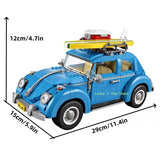 1167pcs Technical Blue Beetle Camper Car Building Blocks Model Creative City Vehicle Set Toys Bricks For Boy Kids Christmas Gift