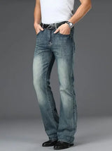 Men's Flared Jeans with Mid-Rise Waist