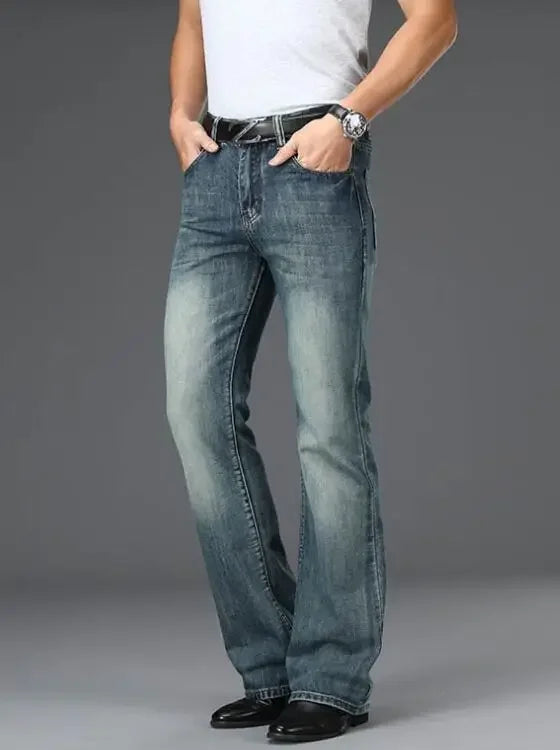 Men's Flared Jeans with Mid-Rise Waist