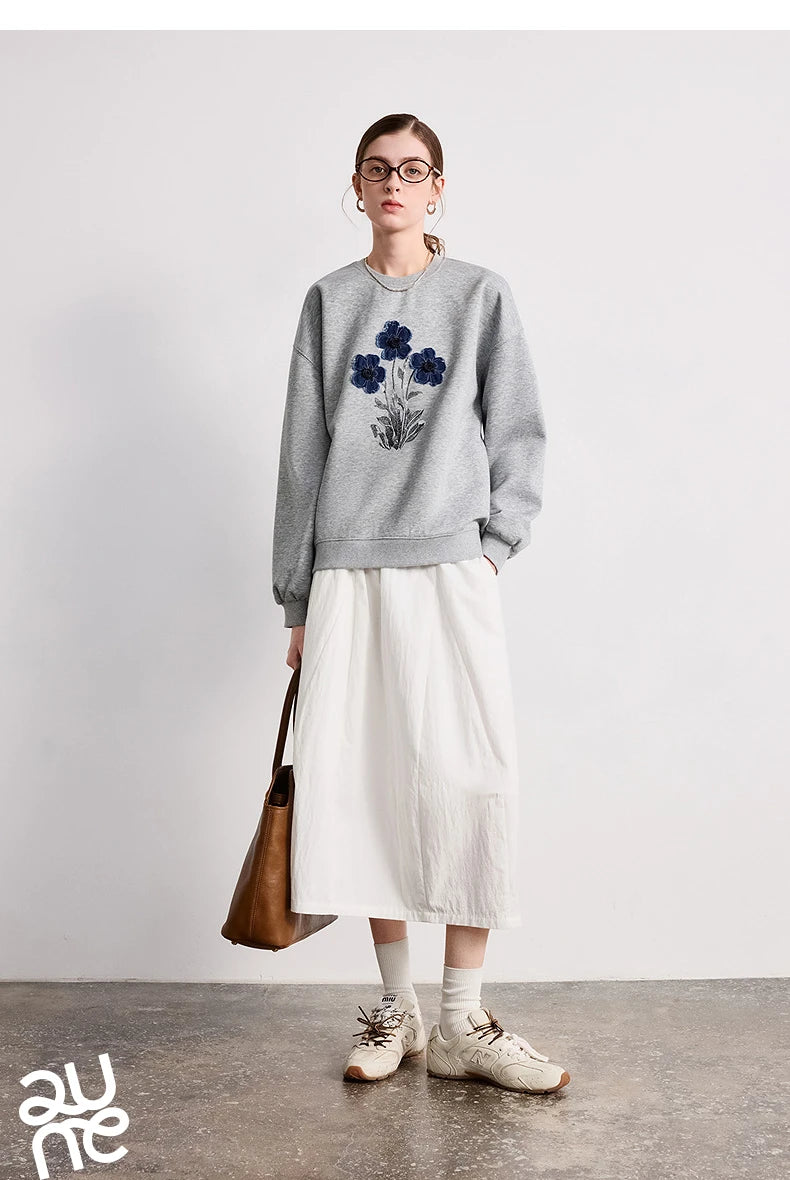 TOYOUTH Women's Relaxed Cotton-Blend Sweatshirt