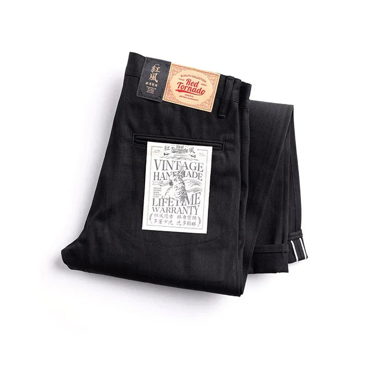 Red Tornado Black Selvedge Denim Relaxed Fit Jeans – 14.5oz