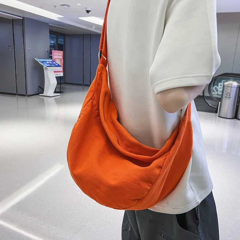 Solid Color Canvas Female Crossbody Bags For Women Large Capacity Shopping Messenger Bag Student Shoulder Bag Unisex School Bag