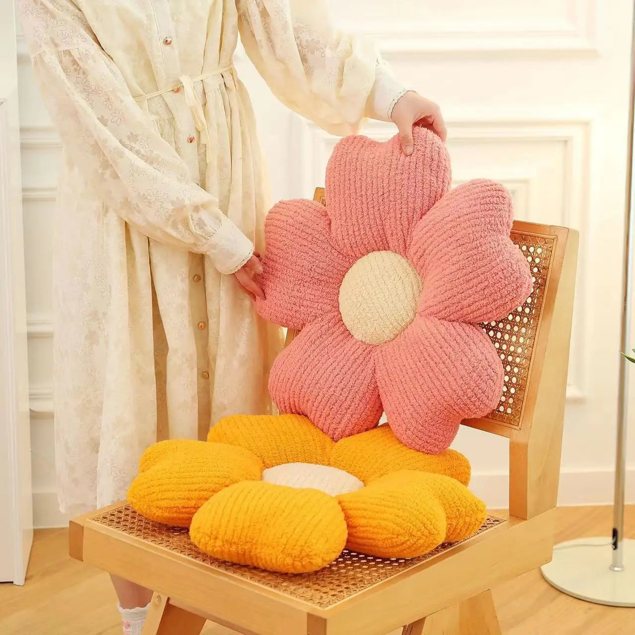 Five-Petal Flower Throw Cushion | Macaron Colors