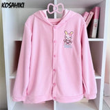 Women's Bunny Ear Embroidered Zip-Up Hoodie