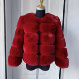 Elegant Winter Faux Fox Fur Crop Jacket