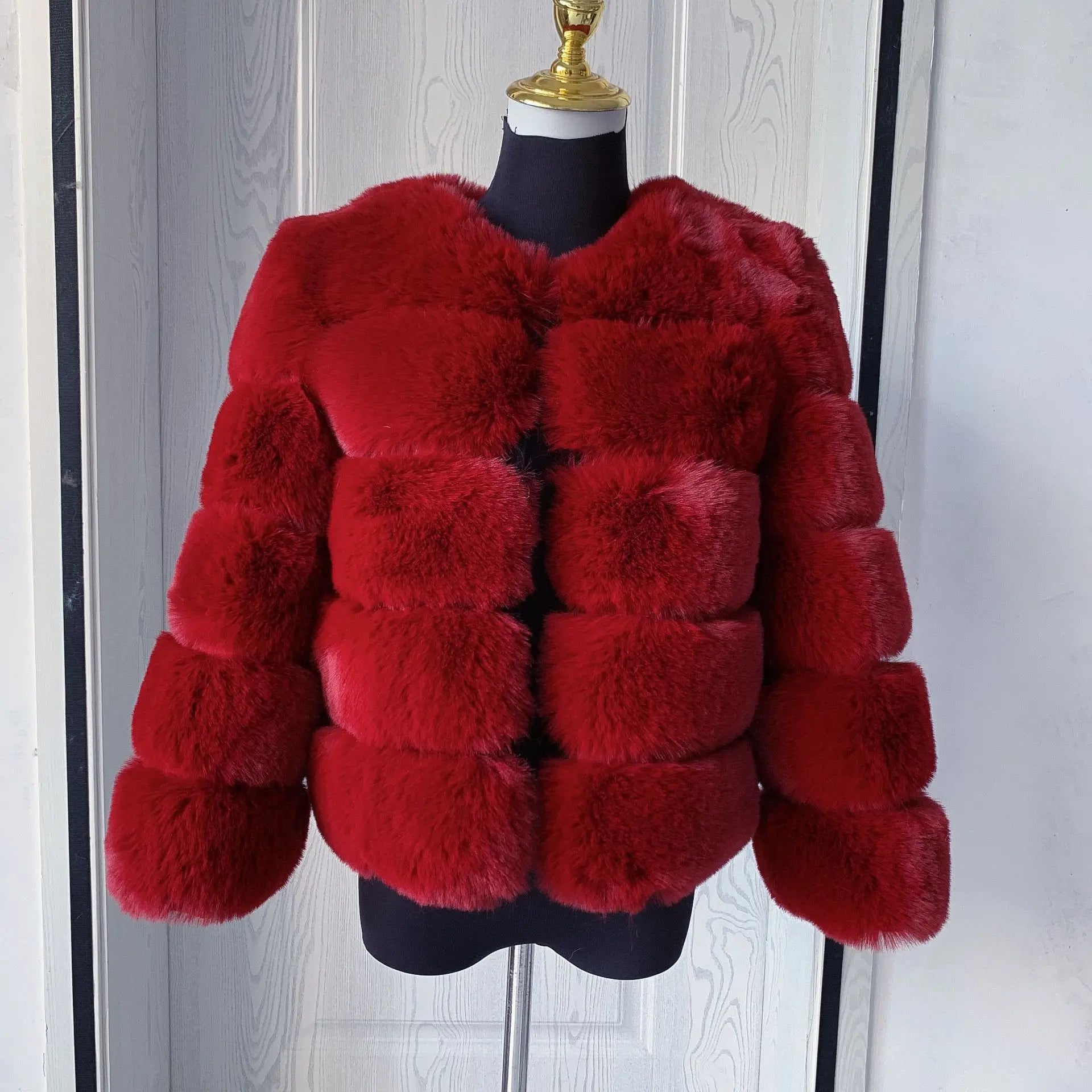 Elegant Winter Faux Fox Fur Crop Jacket