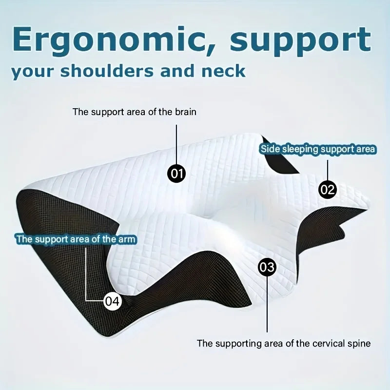 Ergonomic Neck Pillow for Side, Back, and Stomach Sleepers - Contoured Design, Soft Yet Firm Support, Shoulder Relaxation
