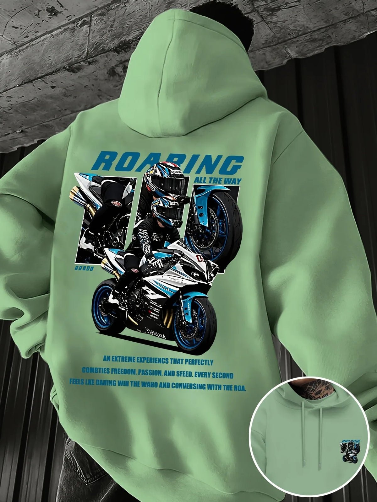 2026 Autumn/Winter New Style Street Casual Simple Fashion Comfortable 3D Motorcycle Pattern Printed Men's Hooded Sweatshirt