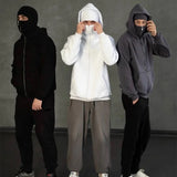Customized Double-hooded Zipper Hoodies Men Personality Printed Long Sleeve Zip Up Sweatshirts Women Ninja Mask Pullovers Jacket