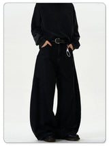 Men's Baggy Wide-Leg Curved Denim Jeans