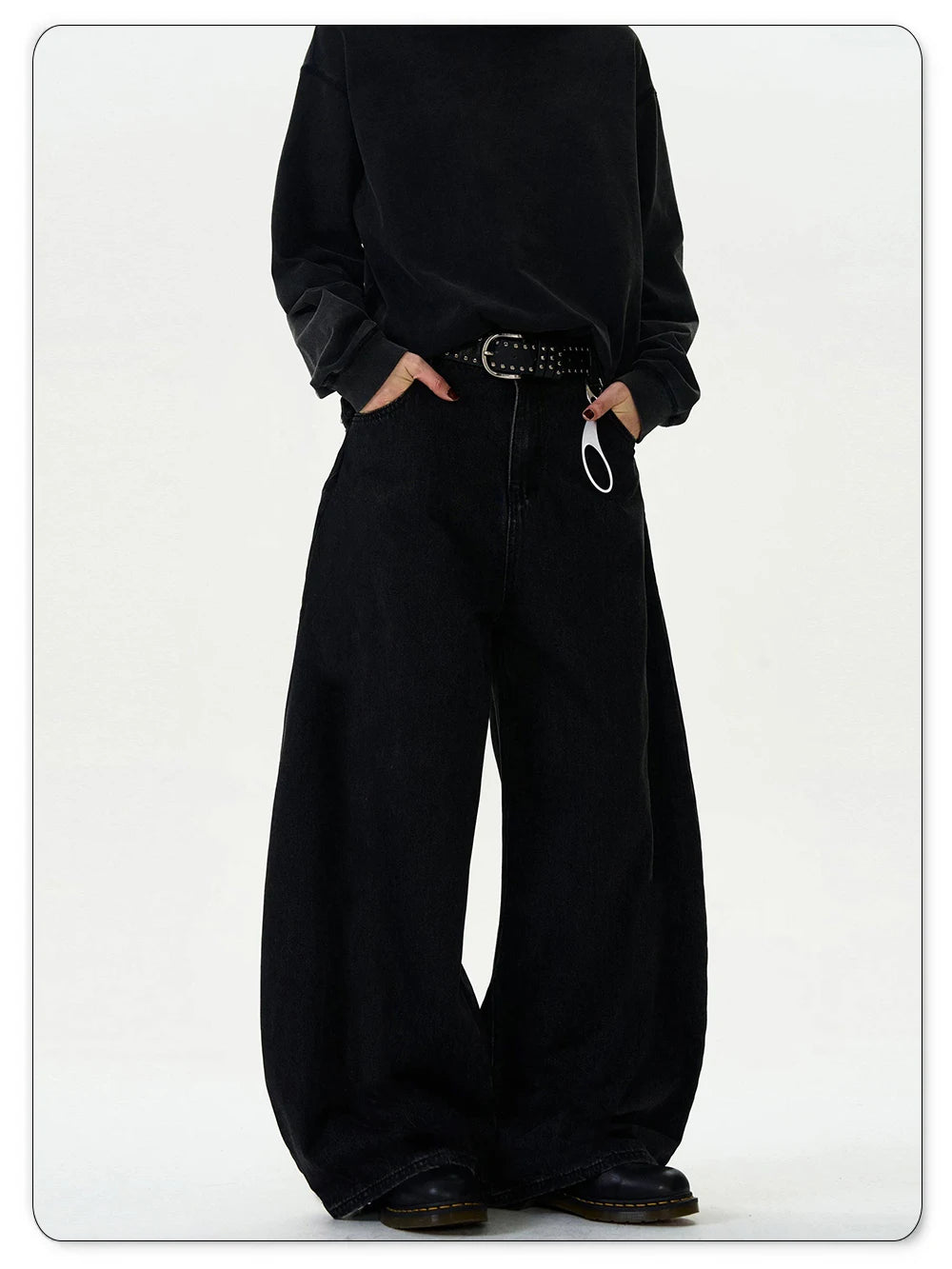 Men's Baggy Wide-Leg Curved Denim Jeans
