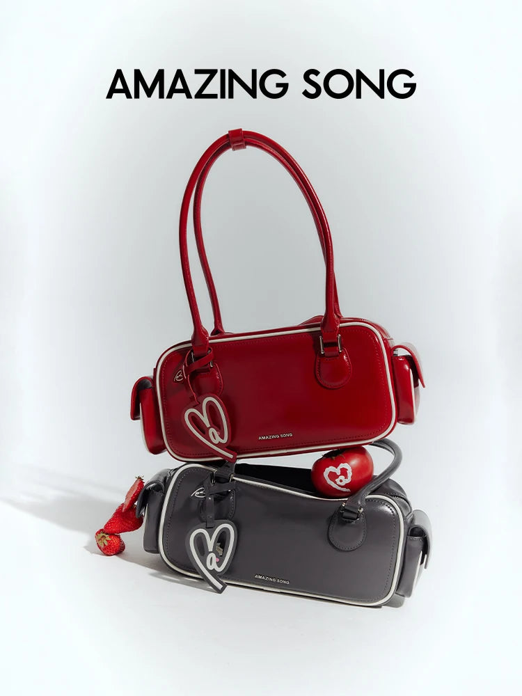 Amazing Song Toast Bag BGT Retro Chic Classic Bowling Bag Style Linear Shoulder Bag