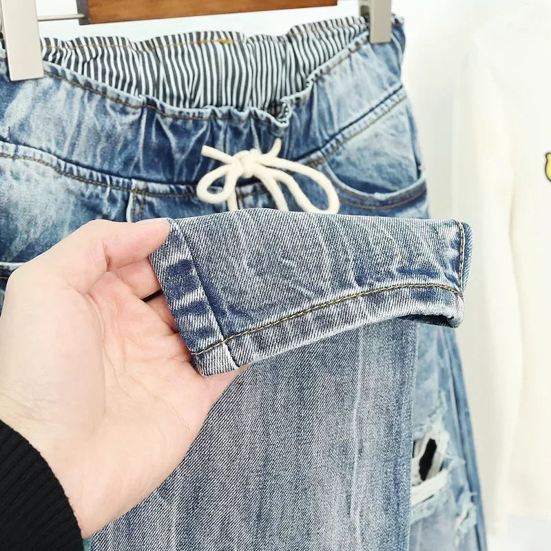 Women's Ripped High Waist Boyfriend Jeans – Plus Size