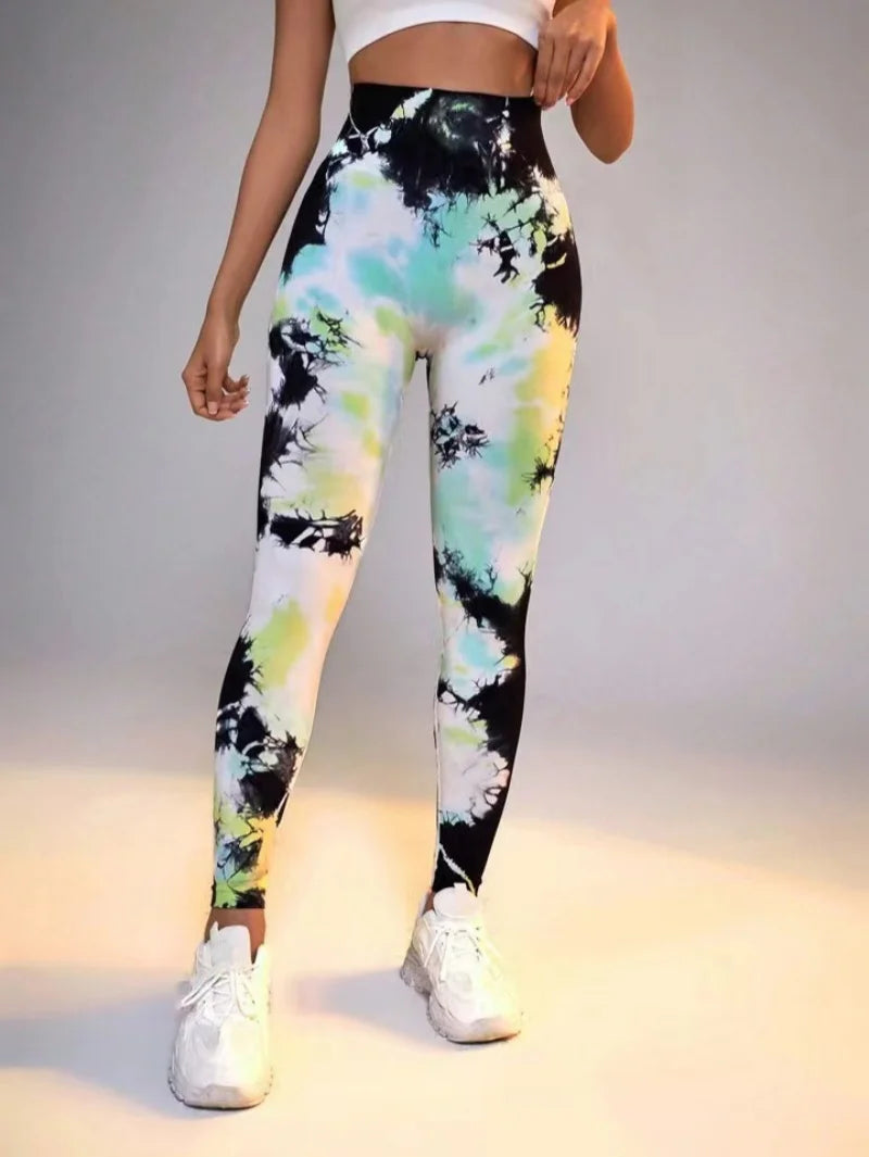 Women's 3D Tie-Dye Seamless Push-Up Leggings