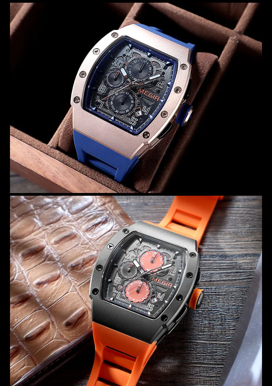 Men's Sport Chronograph: Stainless Steel Waterproof Quartz Watch