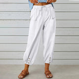 Women's High-Waist Cotton Linen Pants